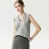 Sentido del diseño francés~Conjunto de dos piezas de punto con cuello de cachemira, bordes de contraste blancos, temperamento de nicho, top versátil para mujer
