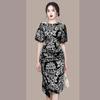 Vestido midi elegante y ajustado con estampado floral de tótem de estilo étnico de celebridades de verano 2022 para mujer