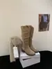 Botas western cowboy longas retrô francesas de salto grosso para mulheres, novas botas de cano alto empilhadas 2026