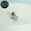 Piercing Labial Stud de Titânio F136 com Design de Flor Relâmpago e Cravação de Zircônia, Joia para Body Piercing com Corpo de Titânio de Grau Cirúrgico, Produto em Estoque do Fabricante