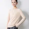 Suéter de tricô sem costura gola redonda linha única cor damasco feminino suéter solto camada base de tricô outono e inverno peça íntima suéter pullover