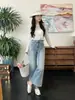 Jeans Acortados de Bordado Floral de Verano 2026 para Mujer, de Cintura Alta, Corte Ajustado, Casual, Pantalones Acortados Versátiles