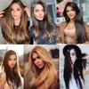 Set de Peluca Europea y Americana de Siete Piezas de Cabello Largo y Liso Transfronterizo para Aumentar el Volumen del Cabello, Extensiones de Cabello de Peluca Natural Invisibles