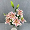 Decoración de Boda Mei Bao Arreglo Floral Artificial de Lirio de 6 Cabezas para Decoración de Mesa de Hogar y Hotel Flores Falsas