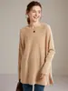Nuevo suéter de punto de cachemira 100% pura para mujer de otoño e invierno, delantero corto y trasero largo, longitud media, falda larga de punto base con abertura