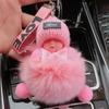Muñeca para dormir de piel de zorro, juguete de peluche, adornos para teléfono móvil, cordón, muñeca, colgante para bolso de piel real, llavero para coche