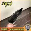 Sapatilhas Retrô para Mulheres Verão 2025 Novos Mocassins Versáteis Salto Grosso Mary Jane Rato de Porco Sapatos Pequenos de Couro Primavera