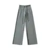 Pantalones de chándal casuales y relajados de pierna recta, ajuste holgado, nuevos para primavera-verano, de cintura alta con cordón, holgados, con caída, de pierna ancha, largos para mujer