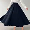 Nova saia longa de barra larga, estilo ins transfronteiriço, versátil e de corte solto, saia longa elegante feminina de cintura alta, europeia e americana