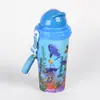 Chaleira infantil de plástico de fábrica Copo Desenho animado pinguim alça Garrafa de água para estudantes Canudo reto Copo Venda por atacado