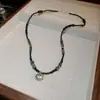 Acero de Titanio Piedra Natural Perla de Arroz Sol Collar Estilo Étnico Retro Cadena de Clavícula Nicho Lujo Accesible Collar de Moda de Alta Gama