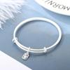 Pulsera de Cobre Blanco Plateado con Plata Ping An Fu de Empujar y Jalar Fideos de Arena para Mujer Sólido Marca Fu Pulsera para Mujer Joyería para Regalo de Cumpleaños de Novias
