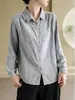 Camisa base de manga larga original de doble capa para mujer, color liso, a rayas, estilo vintage