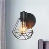 Lámpara de pared estilo industrial retro americano regulable para café, cibercafé, pasillo de cafetería, pasillo, balcón, lámpara de pared de jaula de hierro