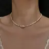 Collar de perlas de agua dulce con diseño de nicho coreano para mujer, colgante de perla barroca cuadrada de forma especial, cadena de clavícula para mujer