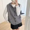 Chaleco de punto con capucha para mujer, nuevo estilo otoño/invierno 2026, prenda exterior de corte holgado, chaleco suéter para superponer, moderno