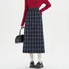 Falda Casual a Cuadros Retro para Mujer, Nueva Falda Recta Ajustada de Longitud Media para Otoño e Invierno con Abertura Trasera
