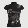 Estampa de Padrão Primavera e Verão Gola Halter Sem Mangas Colete Garota Picante Slim Fit Gola Qipao Vários Estilos Tops Atacado Feminino