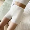 Calça de Segurança JK de Seda Gelada Fina Anti-reflexo com Renda na Barra Sem Enrolar Pode Ser Usada como Legging para Mulheres