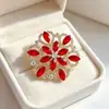 Broche de Flor de Pedra Colorida Oca da Indústria Pesada Pino de Liga com Strass Acessórios para Terno Casaco Qipao Vestido Formal Corsage