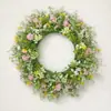 1 Pieza Corona de Flores Artificiales Rústica de Granja, Corona de Primavera Verano Colorida para Decoración de Puerta Principal, Corona Floral Realista para Pascua, Día de San Valentín, Boda, Fiesta, Jardín, Pared, Ventana