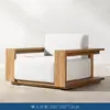 Villa Teak Sofá Pátio Jardim Mesa de Café Conjunto de Móveis Sofá Conjunto de Cadeiras de Sofá de Metal para Lazer