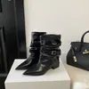 Primeiro Encontro Ji Bico Fino Botas Western Cowboy Femininas Outono Inverno Emagrecedoras Merade Botas Curtas Retro Salto Baixo Botas de Montaria Meia-Panturrilha