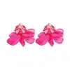 Brincos Europeus e Americanos Transfronteiriços com Design Personalizado Flor Incrustada de Diamantes Cor Sólida Estilo Doce Simples Brincos da Moda para o Dia a Dia Fornecimento