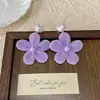 [Mi Cara Es Redonda] Pendientes de Flor Púrpura Suave de Principios de Primavera Pendientes Florales Versátiles y Frescos para Mujer