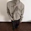 Jaqueta de Trabalho Lavada Retrô Japonesa para Homens, Solta Tendência Novo Estilo Chinês Gola Alta com Botões Estilo Nacional Jaqueta Casaco Cool