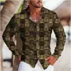 Camisa de manga larga con estampado de cuadros de Amazon, informal transfronteriza con cuello de solapa, corte ajustado para hombre, talla grande