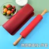 Rodillo de Cocina Juego de 2 Piezas Rodillo de Silicona para el Hogar Mango de Madera Rodillo para Empanadas Almohadilla de Harina de Silicona