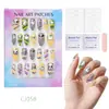 24 Peças de Unhas Postiças Usáveis para Adultos Produtos Acabados Transfronteiriços Patches de Manicure de Alta Qualidade Manicure Amêndoa Removível Atacado