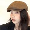 Gorra Plana Mismo Estilo de Blogger para Mujer Verano Algodón Lino Transpirable Vintage Ins Estilo Coreano Boina Británica Gorra Invertida Hombre