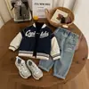 Conjunto de Chaqueta para Niños 2026 Nuevo Estilo Chaqueta Casual Infantil Pantalones de Mezclilla Rectos con Estilo Ropa de Moda para Niños Pequeños