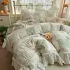 Juego de Cuatro Piezas de Terciopelo de Leche Tallado Extra Grueso Clase A Sábana de Coral Fleece de Invierno Funda de Edredón de Gama Alta Ropa de Cama de Franela