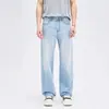 Jeans Masculino OT Azul Claro Lavado Novo Estilo Primavera e Outono Calças Americanas High Street Marca Tendência Calças de Perna Reta Soltas