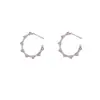 Pendientes de Bambú con Incrustaciones de Aguja de Plata en Forma de C, Pendientes Versátiles y de Alta Gama, Pendientes de Lujo Exquisito Accesible de Nicho al por Mayor para Mujeres