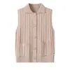 Chaleco Cardigan de Punto con Solapa para Mujer, de mediana edad y ancianos, Nuevo Estilo Primavera y Otoño, Suéter Chaleco Holgado de Abuela