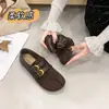 Mocasines Retro de Gamuza Mate con Punta Dividida para Mujer 2026 Otoño Nuevos Versátiles de Punta Redonda Planos Cómodos Moda Zapatos Casuales