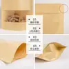 Saco Autoadesivo de Papel Kraft com Janela, Bolsa Stand-Up, Saco para Embalagem de Chá e Alimentos, Saco Selador para Lanches, Saco de Papel Kraft, Saco com Fundo Quadrado