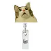 Insignia Retráctil Giratoria de Gato Emoji Acrílico Llavero de Doctor Enfermera Portapase de Identificación Extraíble