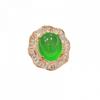 Anillo femenino de calcedonia blanca hielo con incrustaciones plateadas y diamantes, elegante anillo de jade atmosférico de ágata verde, venta al por mayor.