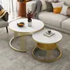 Mesa de Centro de Rocha Nórdica Apartamento Pequeno Sala de Estar Uso Doméstico Estilo Minimalista Mesa de Centro Redonda de Mármore Mesa Luz Luxo Moderna Simples