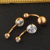Piercing corporal mais vendido na Amazon, conjunto de 3 peças, joia de piercing em aço inoxidável, gema de zircônia, anel de umbigo dourado, atacado