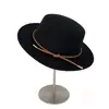 Sombrero de Lana de Ala Plana con Cinturón Estilo Francés para Mujer, Sombrero de Fieltro Versátil para Moda de Otoño e Invierno, Sombrero de Jazz Retro para Socialité