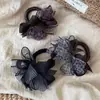 Scrunchie de rede com estampa de leopardo azul para mulheres, elástico para coque, faixa de cabelo, acessório de cabelo, adorno de cabeça