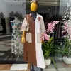 Moda Feminina Transfronteiriça Europeia e Americana Verão 2026 Novo Elegante Camisa Vestido de Gola Dobrável Solta Listrada Color Block com Bolso Grande