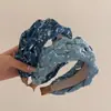Grampo de Cabelo/Tiara Retro Coreana Preguiçosa com Lantejoulas Jeans Azul para Mulheres 2025 High-End Simples Tiara de Cabelo Alta Acessório de Cabeça