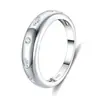 Anillo de Plata S925 con Incrustación de Moissanita y Banda Lisa, Arco Interior Cómodo, Anillos de Pareja, Suministro para Transmisiones en Vivo, Dropshipping